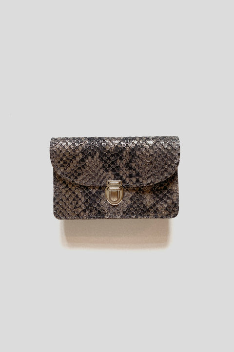 Papoutsi's elegante Borsa Geldbörse aus Rindleder in Schlange-Optik