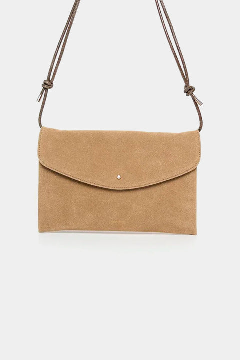 Clutch Suede Taupe mit verstellbarem Trageriemen