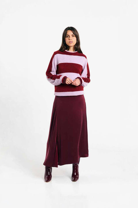 Babol Jumper rostrot-flieder gestreift von SUITE13LAB, Frontalansicht