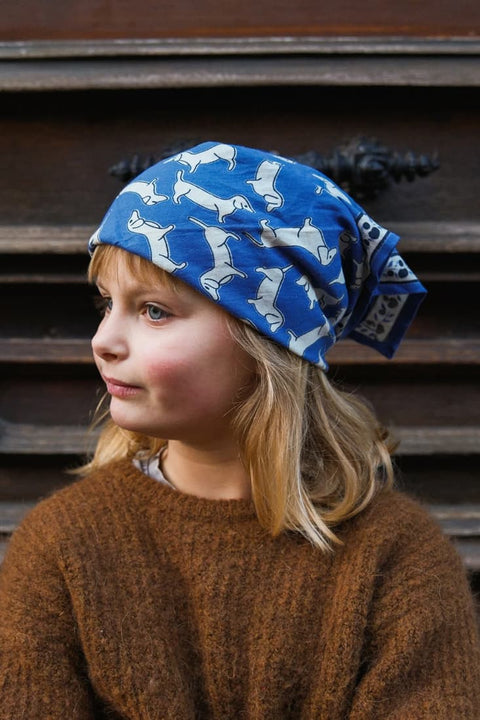 Baumwollhalstuch für Babys in Blau mit Ton-in-Ton-Steppnähten