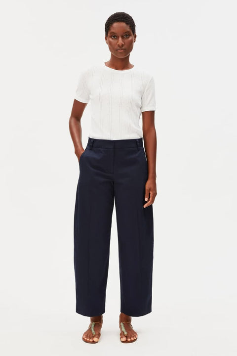 Barrel Leg Twill Pant von ARMEDANGELS in Night Sky Dunkelblau, Regular Fit, Barrel Leg Beinform, Mid Waist