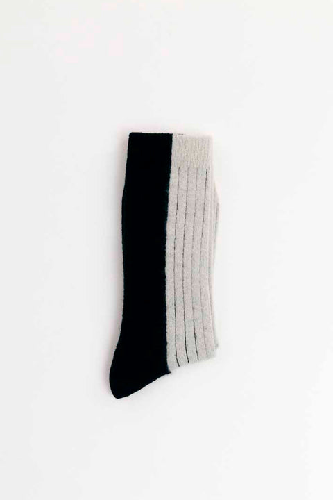 Suite13Lab Bicolor Socks, Schwarz-Hellgrau, Merinowolle