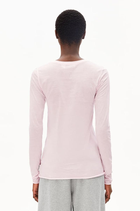 Baumwoll-Longsleeve für Damen extra lang in Hellrosa