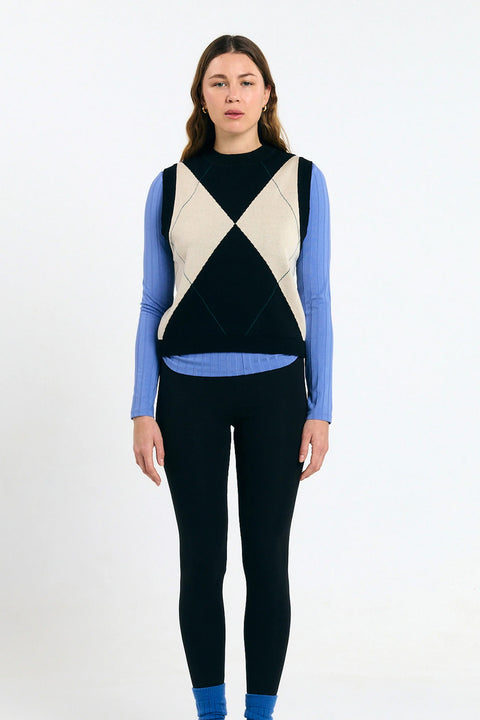 Relvas Weste, Materialdetail Bio-Baumwolle Jacquard-Strick