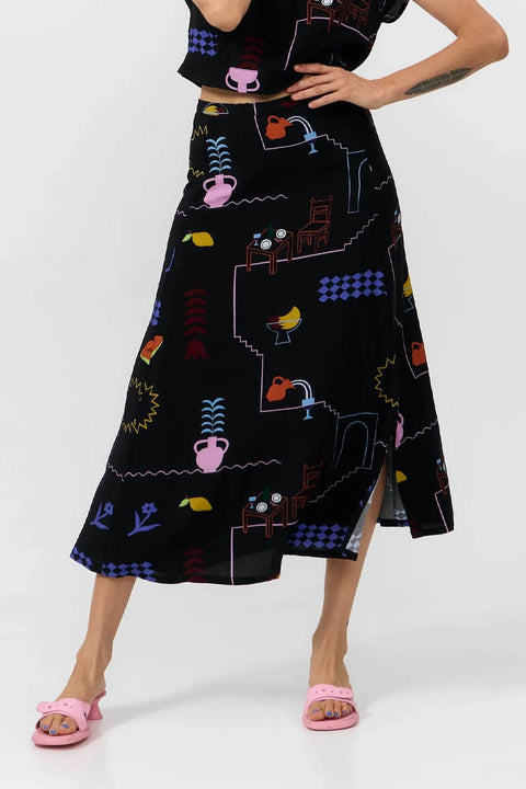 Borneo Skirt, Holiday Print