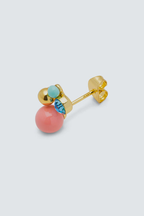 Bouquet Burnt Coral Ohrring von LULU Copenhagen, Emaille-Perlen und Kristalle in Burnt Coral, 18K vergoldetes Messing, 13 x 9 mm