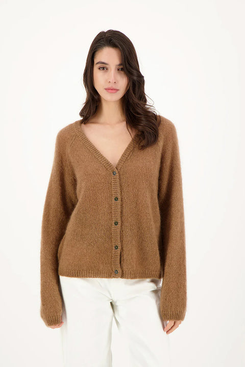 Dalina Cardigan aus Mohair und Merino in Tabacco