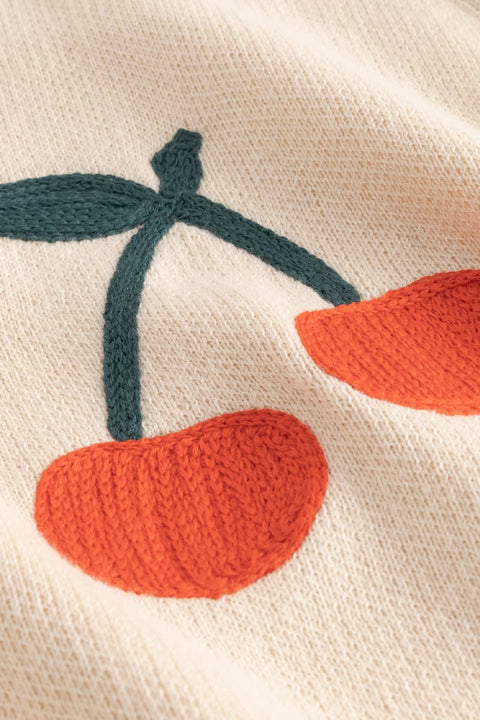 Vanilleweißer Damen Cardigan mit Jacquard-Strick und Rippbündchen