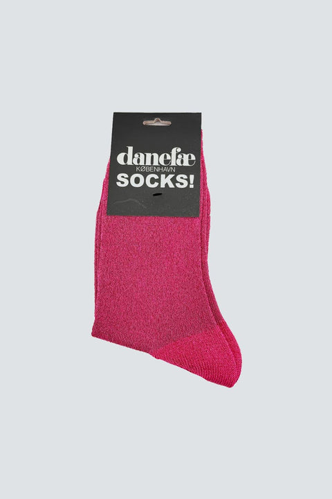 Danecountry Wool Glitter Socks Spicy Pink von Danefae, Wollmischung mit Glitzereffekt, Einheitsgröße, warmes Rosa