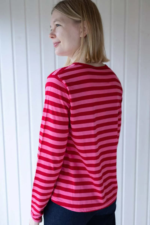 Zeitloses Damen-Shirt mit langen Ärmeln in Spicy Pink