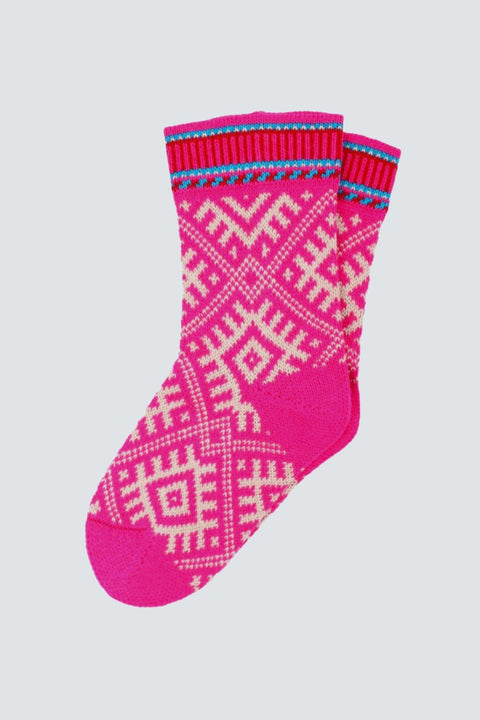 Danechalet Wollsocken in Neon Pink/offwhite - Modisches Statement