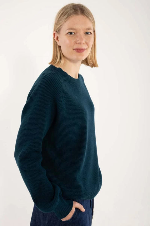 Warmer Chunky Wool Sweater in Dunkelgrau mit Raglanärmeln