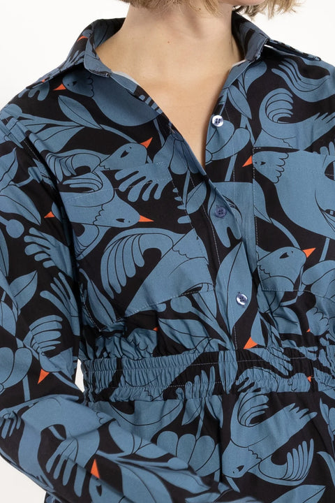 Dangrundtvig Kleid mit Knopfleiste und Brusttaschen