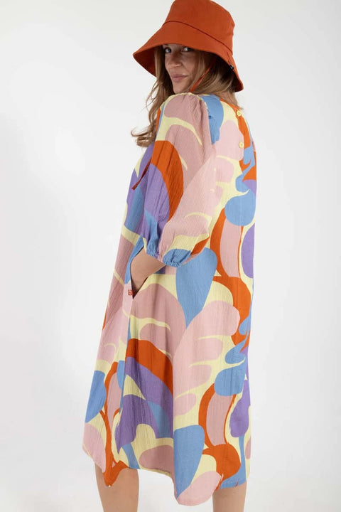 Elegantes Kleid aus Baumwolle von Danefae in Pastellgelb