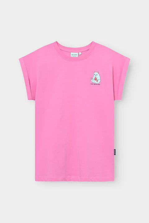 Visby Best Lives T-Shirt in Moonlite Pink, Worn on the Body, Full-Body View