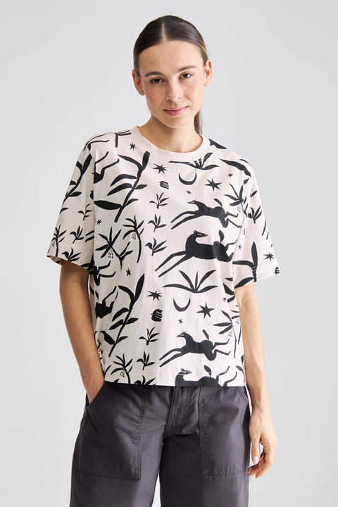 T-Shirt aus Bio-Baumwolle mit Papercut-Pferdeprint
