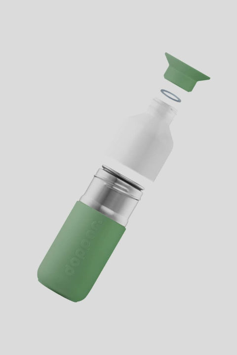 Dreiteiliges Flaschendesign von Dopper aus recyceltem Edelstahl