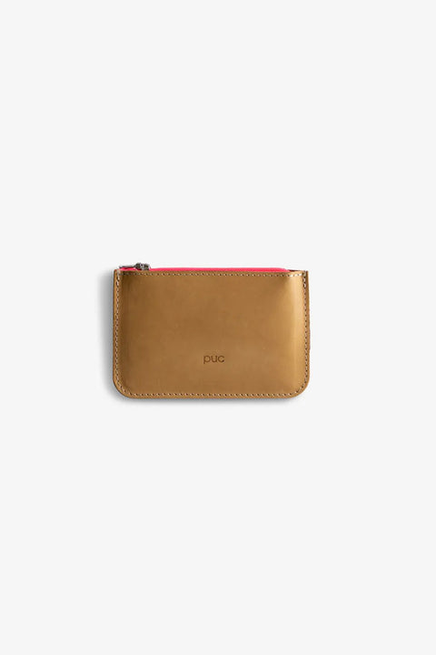 Damen Portemonnaie in Cognac mit neonpinkem Reißverschluss - puc