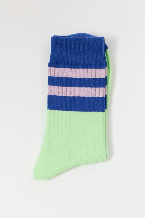 Emil Socks Apple Green Suite13Lab – Detailansicht Rippenstruktur in Hellgrün und Blau