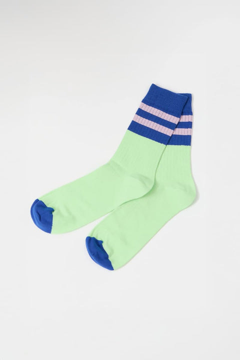 Emil Socks Apple Green von Suite13Lab in Hellgrün und Blau, Mid-calf gerippt
