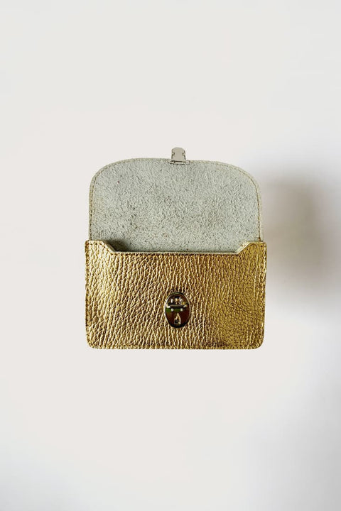 Papoutsi Borsa Geldbörse offen – 5 Kartenfächer Ziehharmonika-Effekt in Metallic-Gold