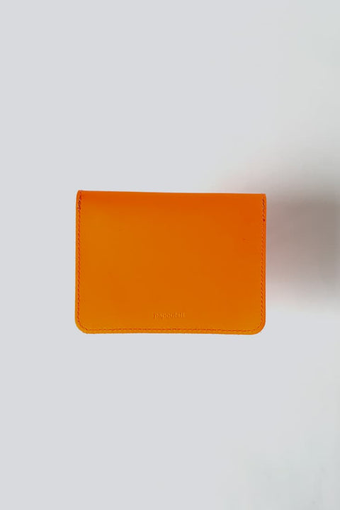 Papoutsi Borsa Medium Geldbörse geschlossen – 10 x 13,5 cm, Neonorange Leder