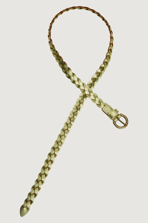 Geflochtener Leder Gürtel glänzend in Green Envy aus Echtleder