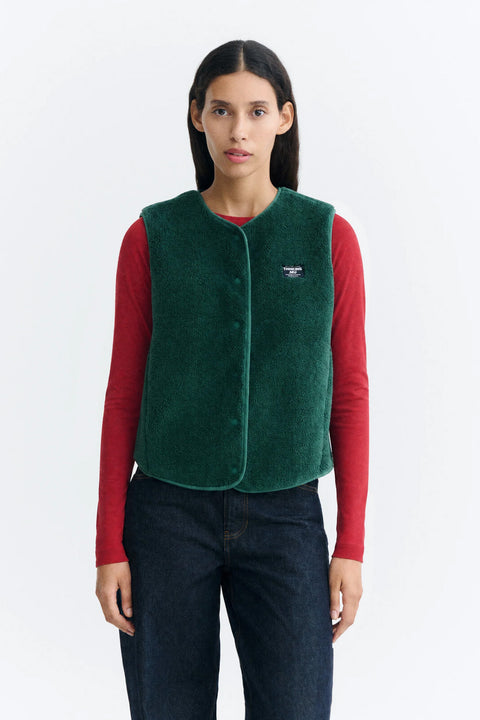 Thinking Mu Jay Green Teddy Vest