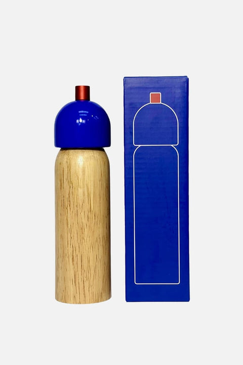 Salz- und Pfeffermühle Marineblau & Rot, mittelgroße Version, 19 cm, Kautschukholz