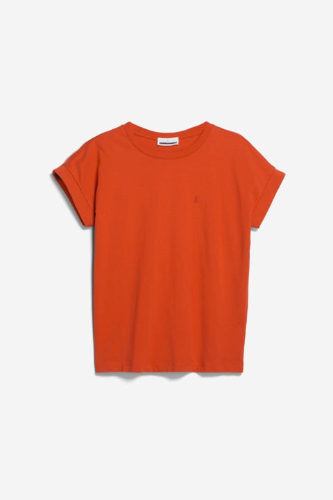 Orangerotes Bio-Baumwoll-T-Shirt "Idaara" von ARMEDANGELS