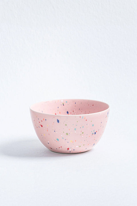 Keramikschale in Pink mit bunten Spritzern