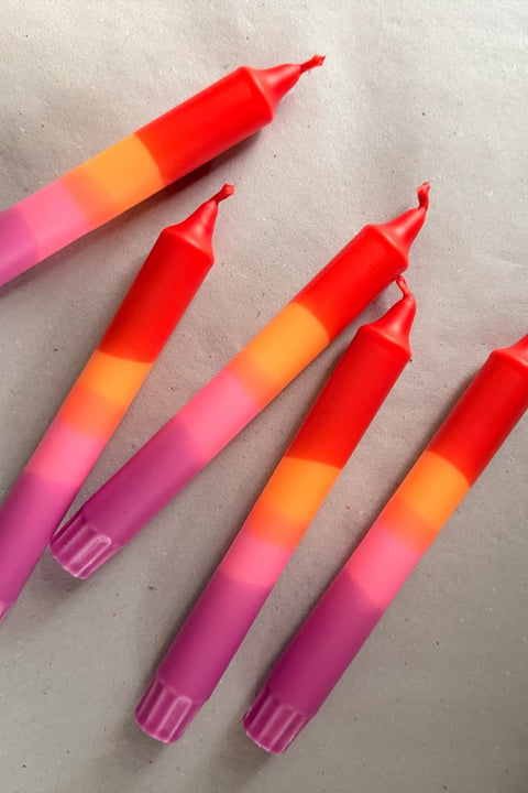 Hey Lenochka Dip Dye Kerzen 3er Set HEY.67 – handgedippte Kerzen in Rot, Orange, Pink und Lila