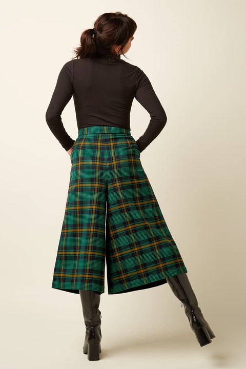 Lässige Culotte mit Stretch und klassischem Karomuster