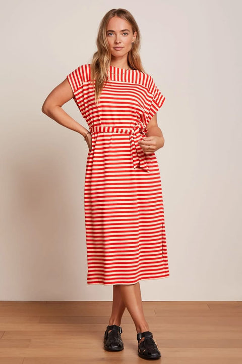 Vera Dress Chopito Stripe in Rot-Weiß aus 100% Bio-Baumwolle