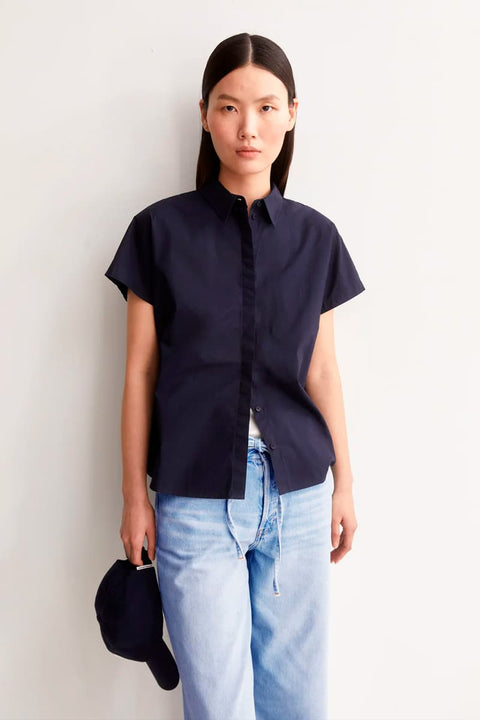 Kurzarm-Bluse aus Bio-Baumwoll-Popeline im Relaxed Fit für Damen