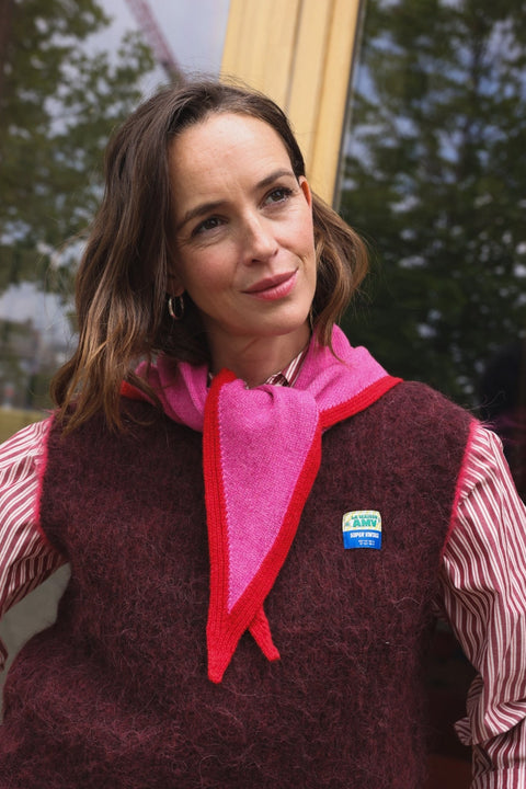 Colette Bicolor-Schal Rosa/Rot von SO FAMILY, zweifarbiger Schal aus Wolle-Kaschmir-Mix in Rosa und Rot, Made in Italy