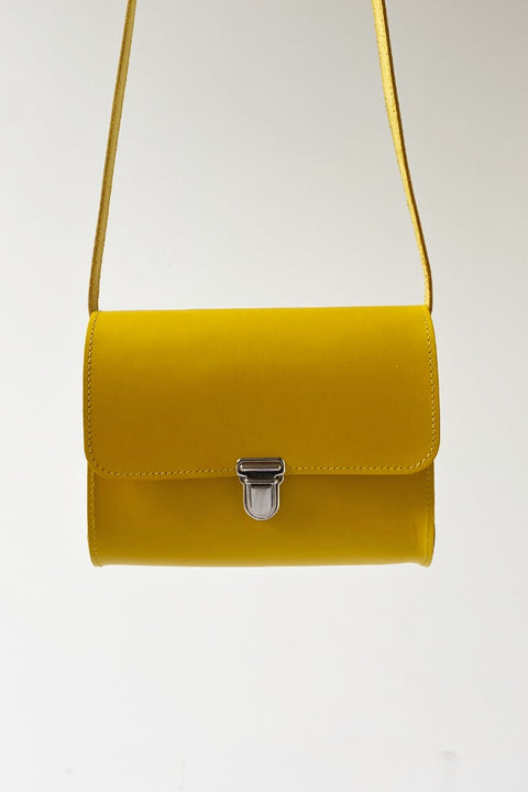 Gelbe Leder-Tasche - Vintage-Stil - Papoutsi Brottasche
