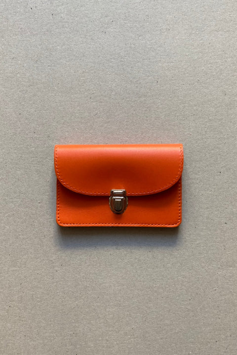 Handgemachtes Portemonnaie aus Leder in Orange