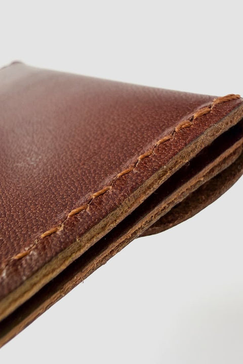 Papoutsi Borsa XS Geldbörse geschlossen – 6 x 10 cm, Natur Brandy Leder