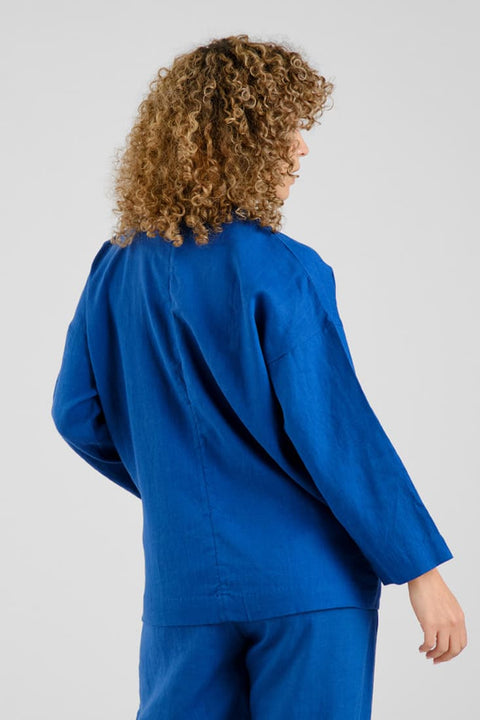 Leinenblazer mit entspannter Passform in Limoges Blau