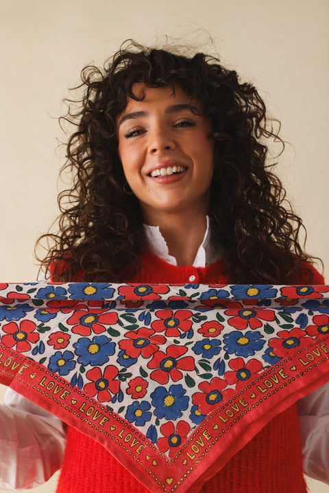 Foulard Bébé Enfant Flower Corail von Maison Augustin