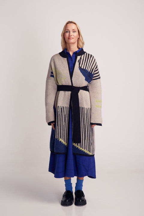 Jacquardgestrickter Eyvan Coat Elements aus Alpaka und Merinowolle