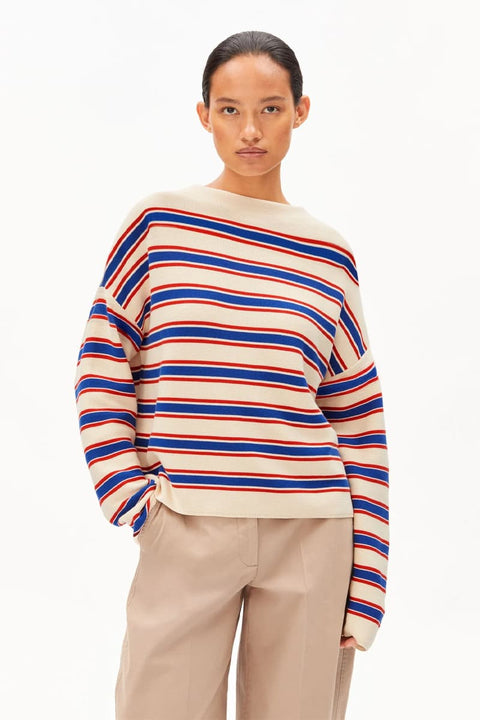 Merinaa Stripes Strickpullover aus Bio-Baumwolle gestreift