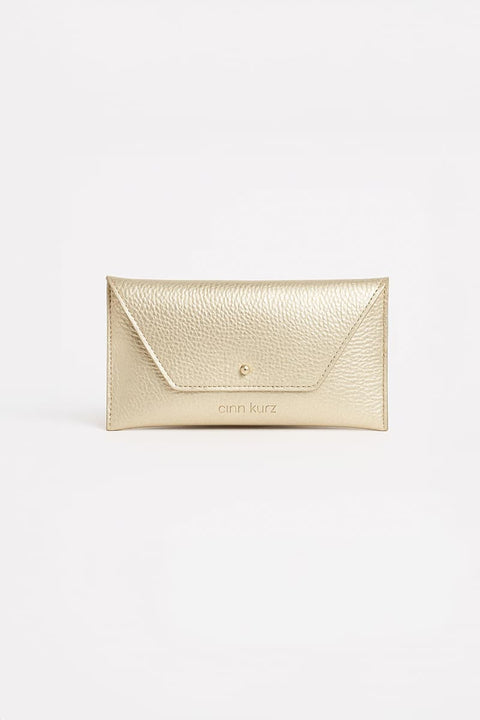 Mini-Geldbörse aus Leder in Metallic-Champagner von ann kurz