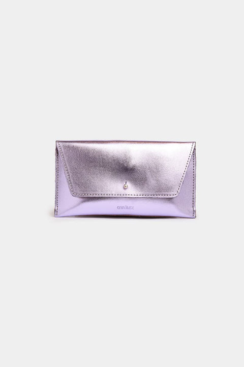 ompaktes Luxus-Portemonnaie in Metallic-Lila
