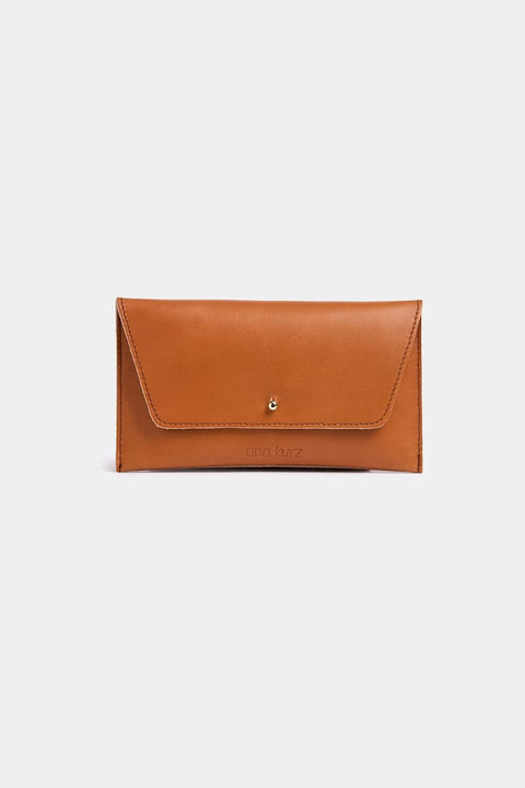 Mini-Geldbörse aus Nappa-Leder in Braun von ann kurz