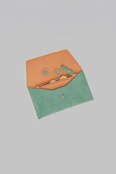 ann kurz Mini Envelope, Suede Brown, Leder-Wallet