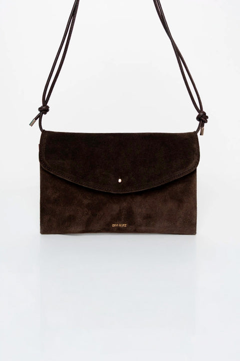 Clutch Suede Mocha von ann kurz, als Crossbody