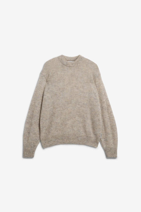 Mohair-Mix Strickpullover Honey Melange von ARMEDANGELS, Loose Fit, überschnittene Schulter, Langarm, flauschiger Mohair-TENCEL-Strick in warmem Cremeton