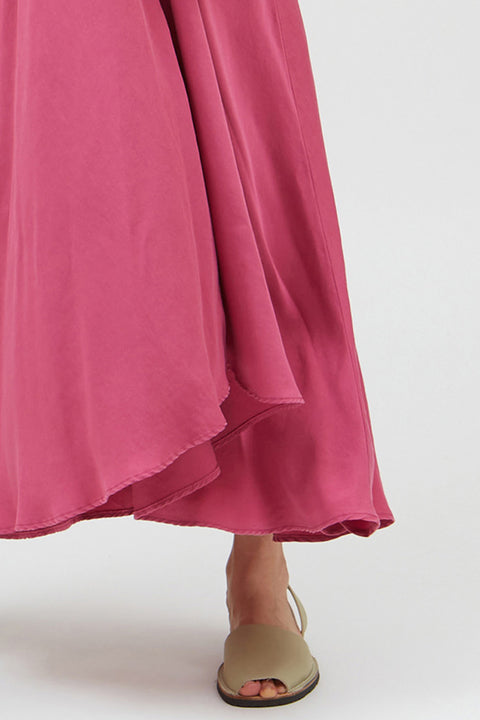 Langärmliges Sommerkleid für Damen in leuchtendem Fuchsia